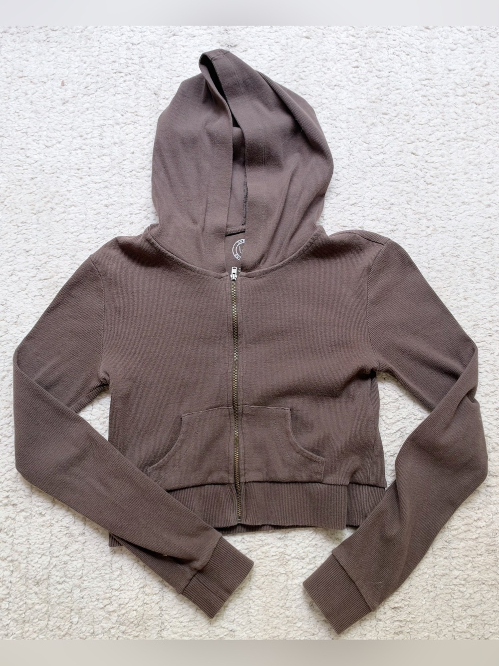 UO cropped brown zip up